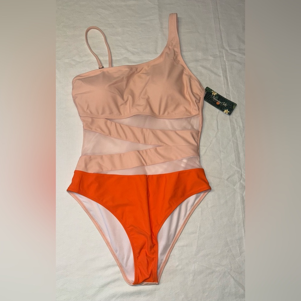 Blooming Jelly Swimsuit Asymmetrical Color Block Large One Piece Cut Out NWT